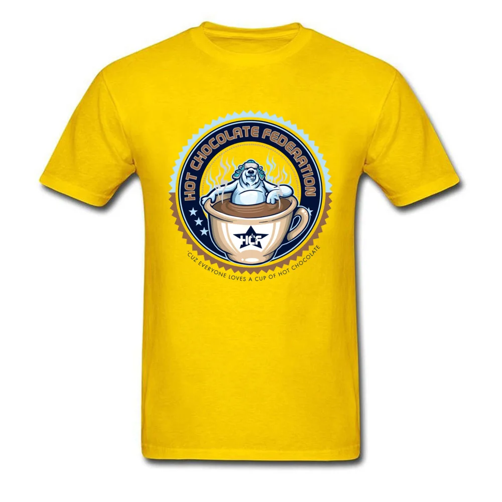 HOT CHOCOLATE FEDERATION Cotton T-shirts for Male Short Sleeve Tops T Shirt On Sale Summer Crew Neck Tops Shirts Fashionable HOT CHOCOLATE FEDERATION yellow