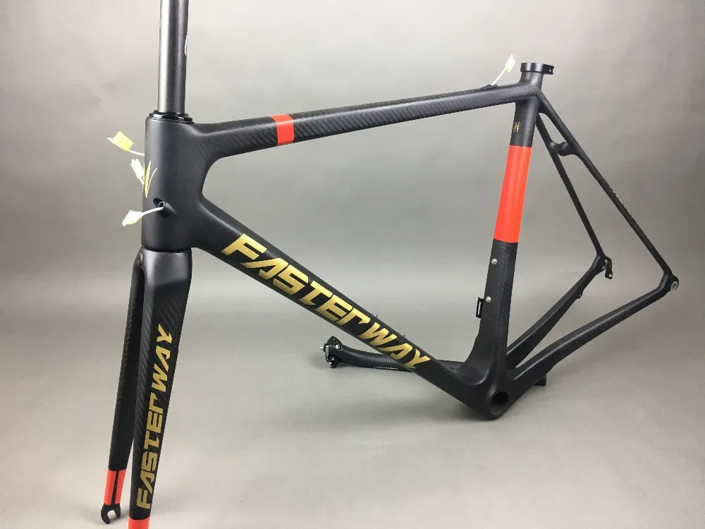 Cheap classic design FASTERWAY PRO full black with no logo carbon road bike frameset:carbon Frame+Seatpost+Fork+Clamp+Headset,free ems 108