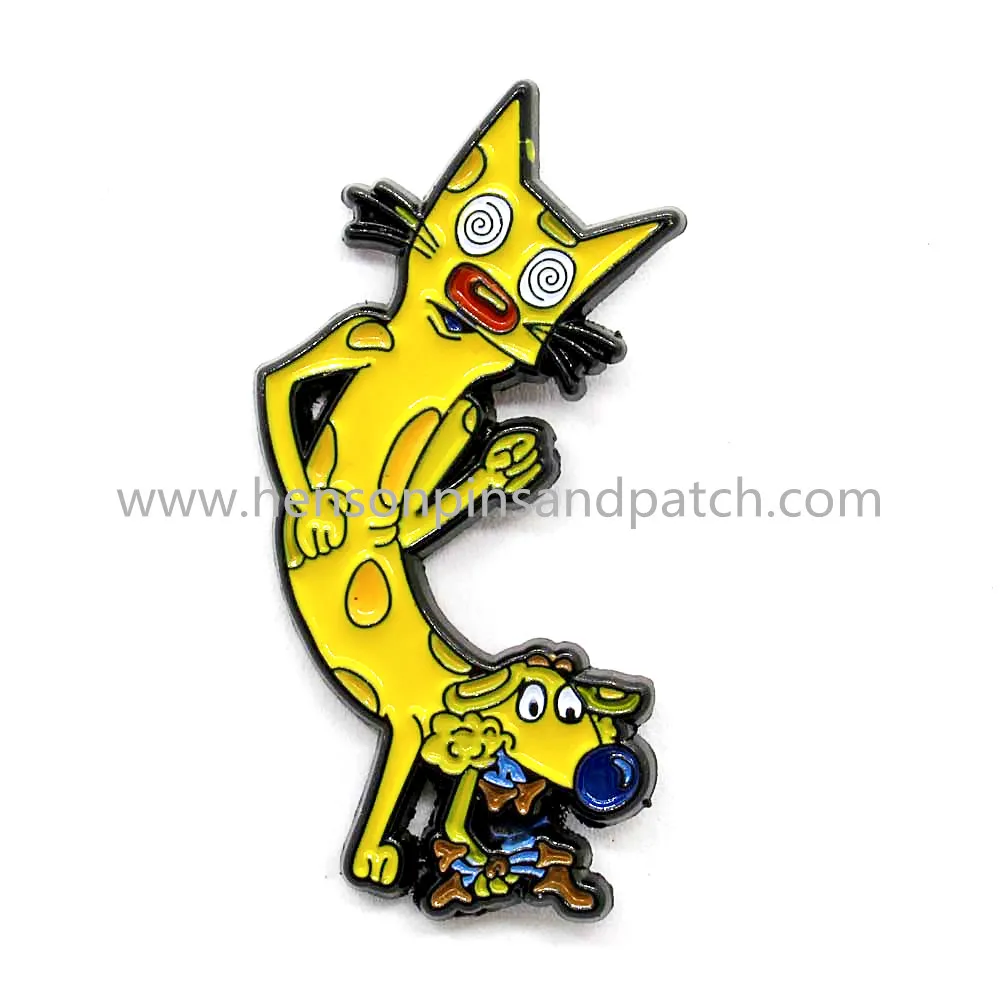 

1.5 inch 5pcs retail and stock metal soft enamel cartoon pin badge for cat dog