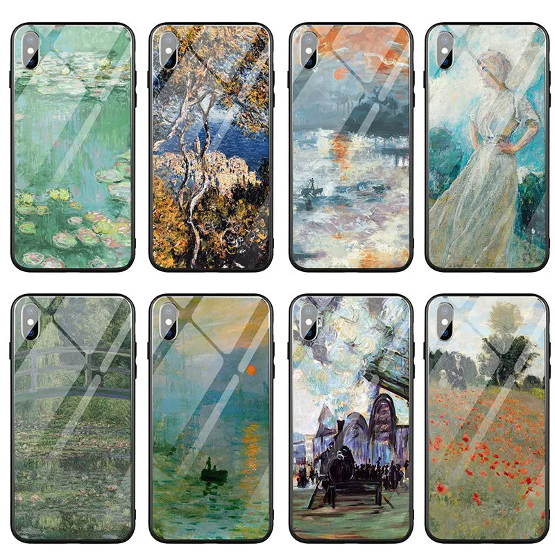 Tempered Glass Phone Case Cover for iPhone 5 5S SE 8 7 6 6S Plus X XR XS Max Cases Claude Monet Impressionist Oil Painting | Мобильные