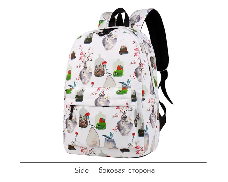 WINNER High Quality Art Flower Bottle Printed Backpack For Teenager Girls Student School Bags Travel Rucksack Mochila 2018 (8)