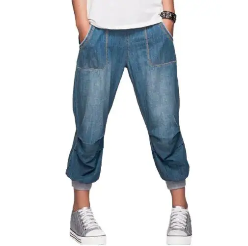 2018 Plus Size Denim Jeans Mujer Mid Waist Harem Pants