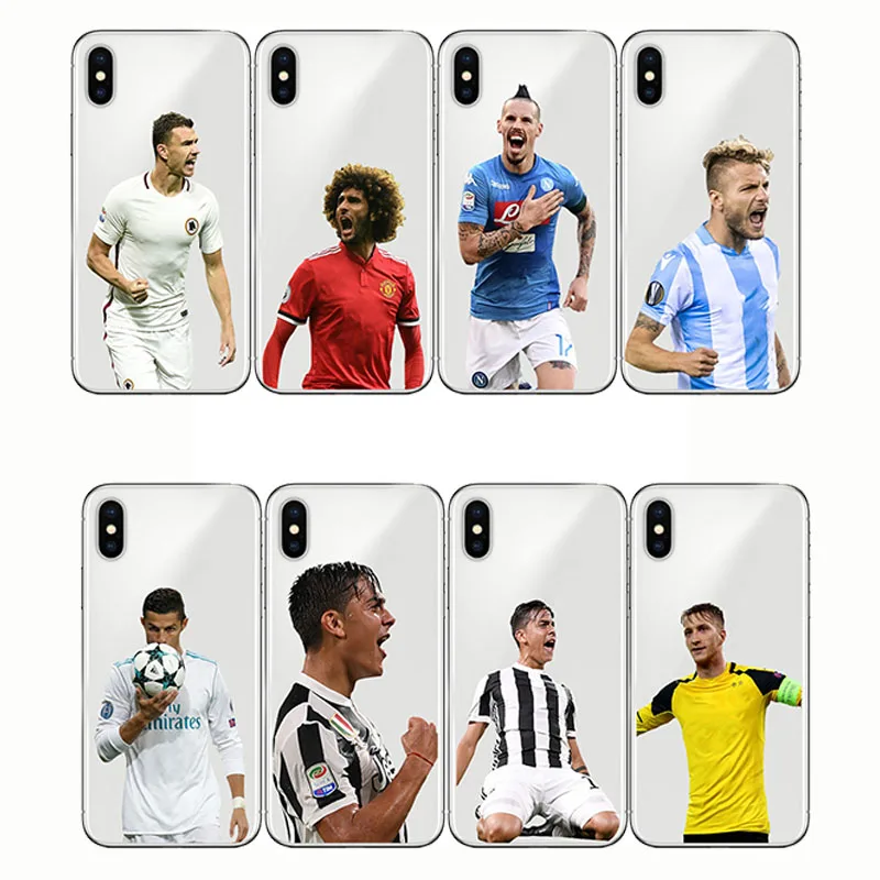 

Footballer Sports Soccer Football Pattern Print Design Soft Silicone Phone Cases Cover for Iphone 5S SE XS MAX XR 6 6S 7 8 Plus