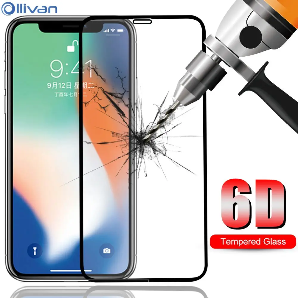 

Ollivan 6D Full Tempered Glass For iphone Xs Max Xr Xs Screen Protector For iphone 7 8 6 Plus Xs Max Xr Xs Protective Glass Film