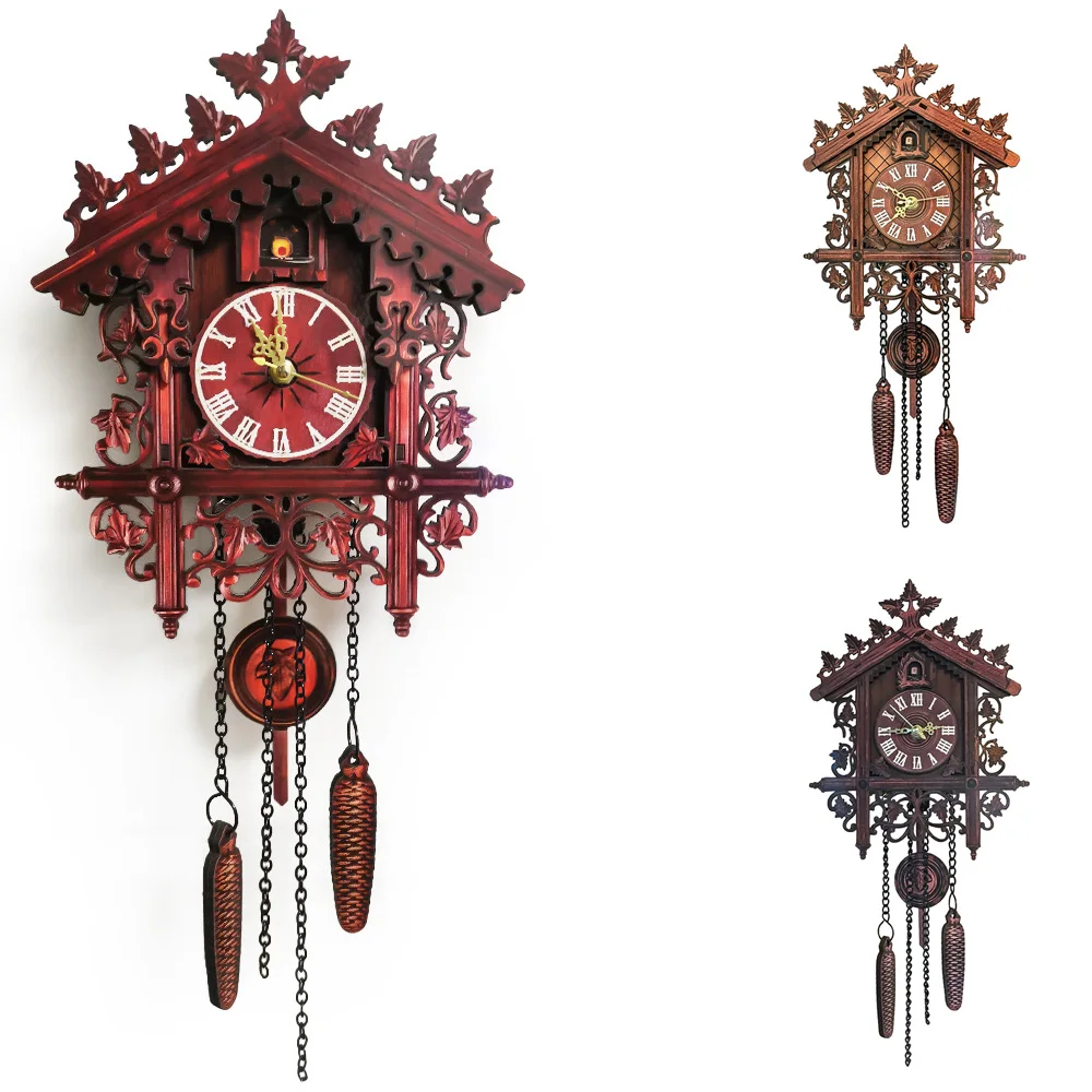 Reloj de madera hecho a mano Estilo Vintage árbol casa columpio pared/reloj Decoración Reloj de madera hecho a mano Estilo Vintage árbol casa columpio pared/reloj Decoración