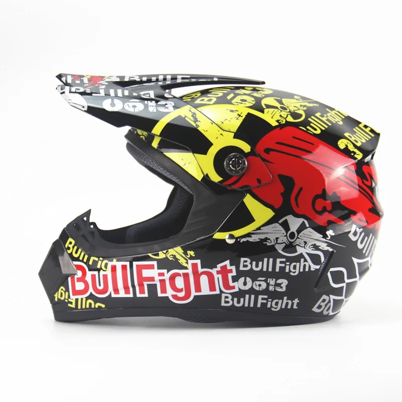 

Personality Four Seasons Motocross Helmets Battery Car Helmets Mountain Bike Red Bullfighting Full Face Helmets For Unisex