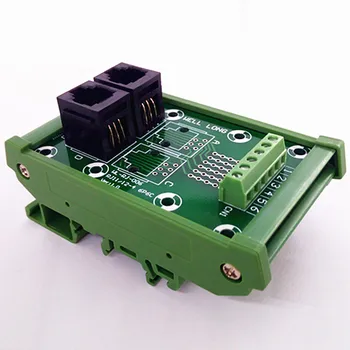 

RJ11/RJ12 6P6C Jack 2-Way DIN Rail Mount Interface Module, Terminal Block, Connector.