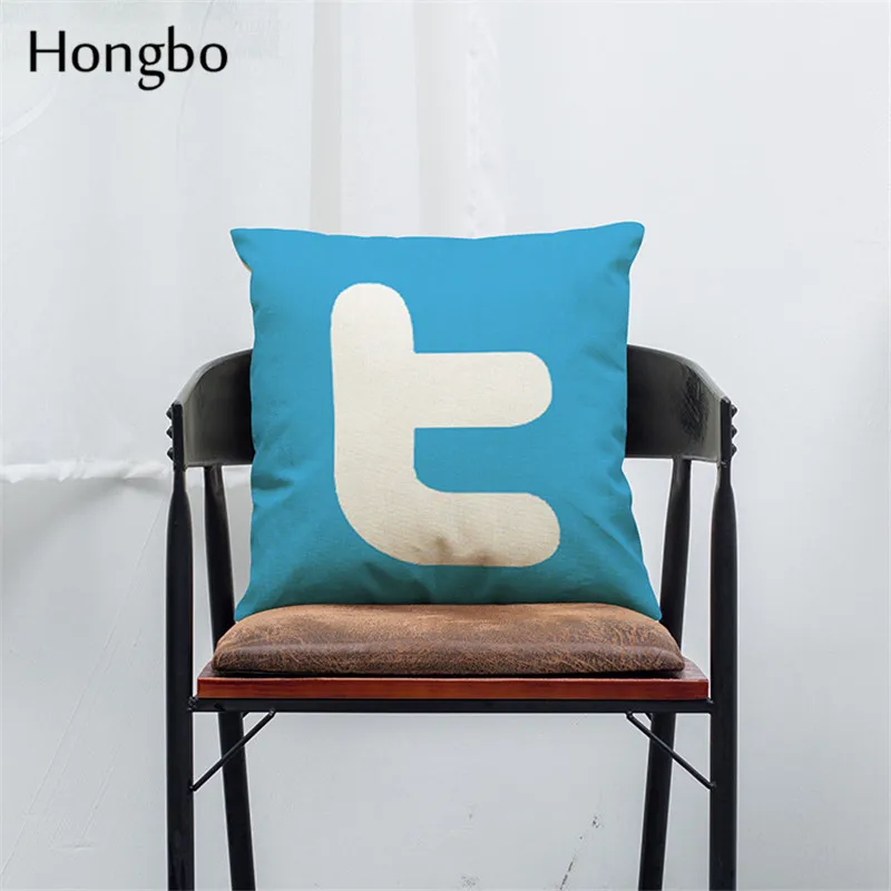 Хунбо подушки крышка Facebook YouTube Skype медиа логотип подушки крышка стола льняные валики крышка размером 45*45 см - Цвет: 1