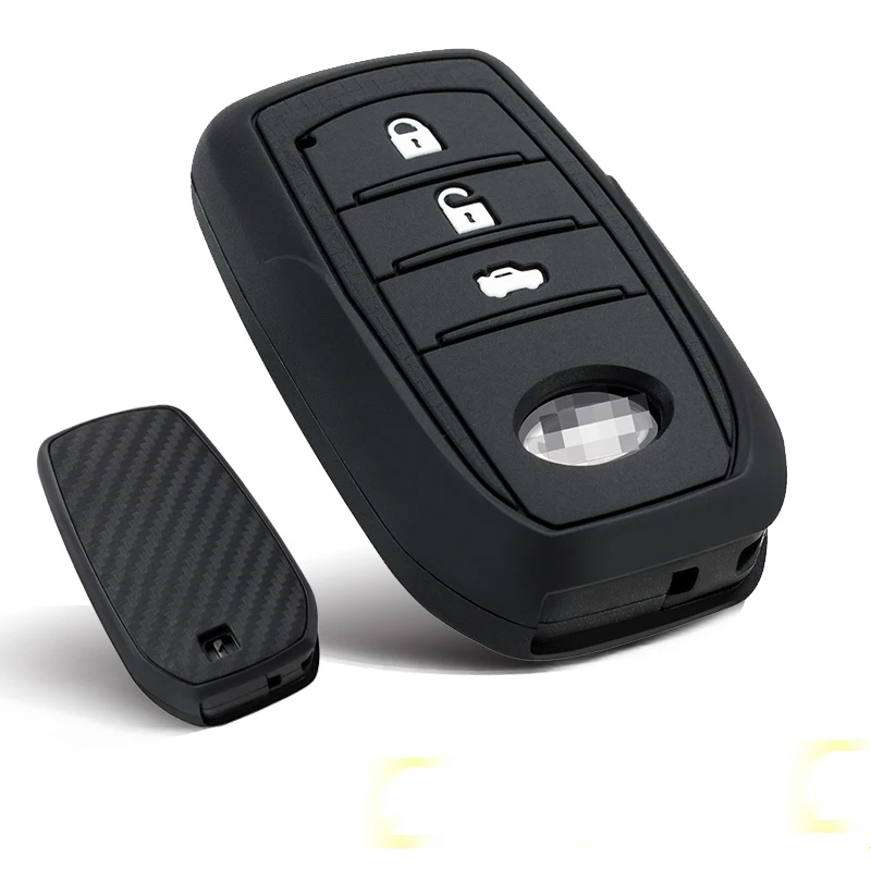 Carbon fiber Pattern Soft Silicone Protect Smart Car key Case Cover for