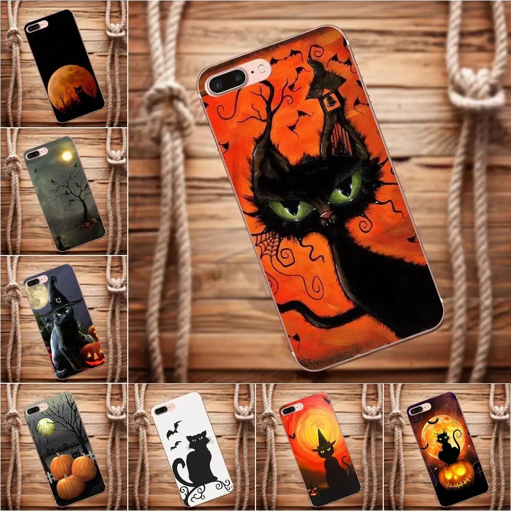 

Vvcqod TPU Mobile Phone Case Cover For Sony Xperia Z Z1 Z2 Z3 Z4 Z5 compact Mini Premium M2 M4 M5 T3 E3 E5 XA Halloween Cat