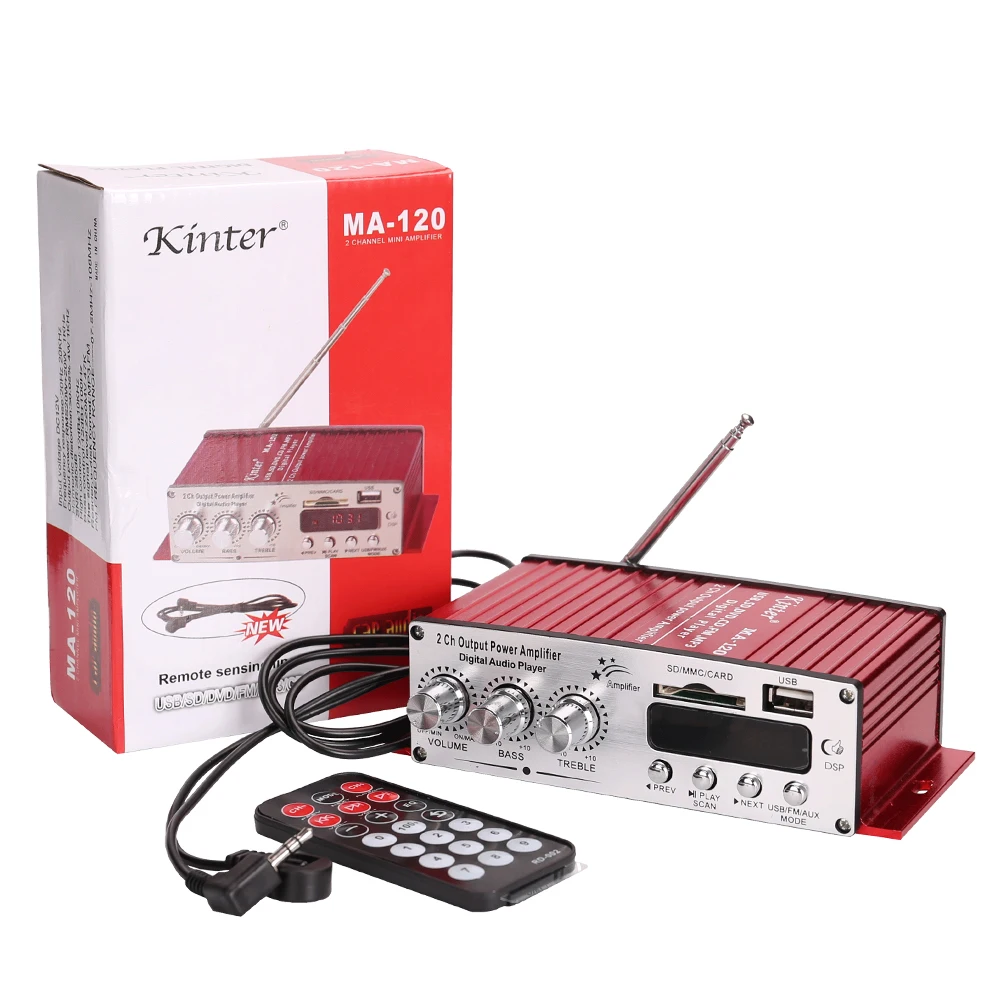 Kinter MA-120 Hi-Fi цифровой выходной усилитель мощности Поддержка USB SD AUX вход и fm-радио воспроизведение стерео звук Входное напряжение DC12V