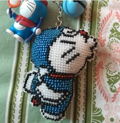 Cartoon Couple Keychain Bead Cross Stitch Kit, Cute Bag Decoration