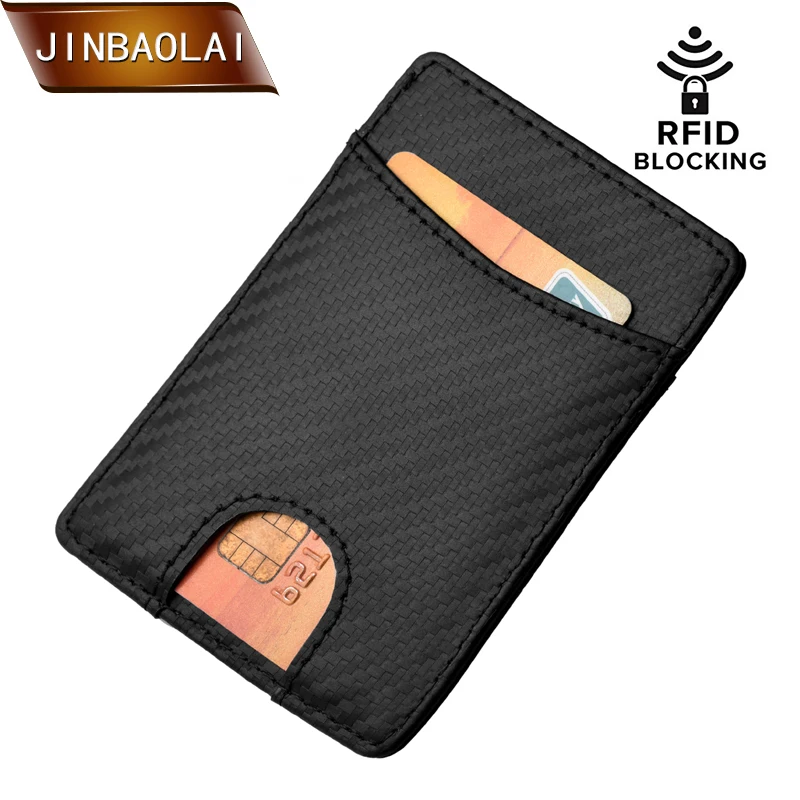 

JINBAOLAI RFID Wallet Credit Card Holder Wallet Slim Protection Blocking Genuine Leather Cover Women Purse Men trave wallet