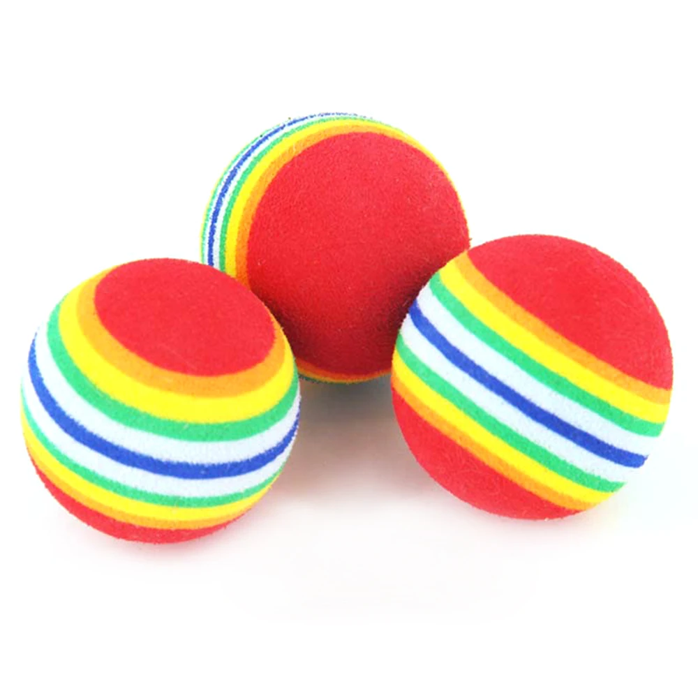 1 Pcs Rainbow Pet Cat Toy Ball Interactive Cat Toy 42mm Bubble Treatment Ball Funny Training Pet Supplies