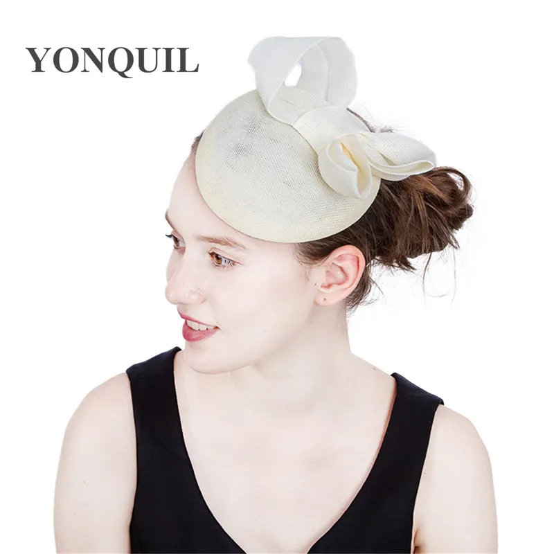

Millinery hats lady Fascinators bow New Elegant ladies party hats hair ivory hair clips for girl women banquet holiday headpiece
