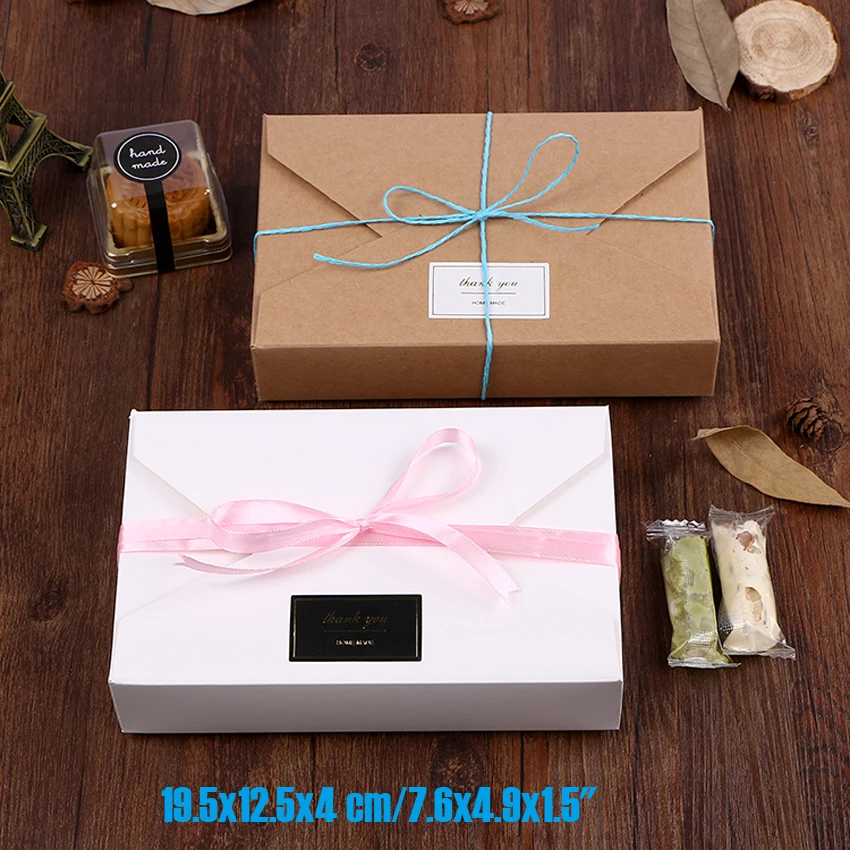 20pcs/lot 19.5x12.5x4 cm/7.6x4.9x1.5" kraft paper/white gift boxes