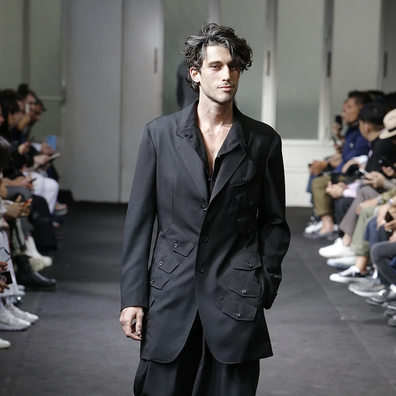 S-6XL! Big yards The stage clothing  2019  Original design men's trench coat runway show of handmade custom clothing trend