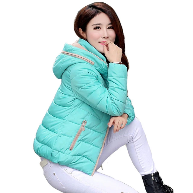 Новое поступление, зимняя женская куртка с капюшоном, Женская Базовая куртка, верхняя одежда, Осеннее Короткое женское пальто, Casaco Feminino Inverno - Цвет: Light Blue