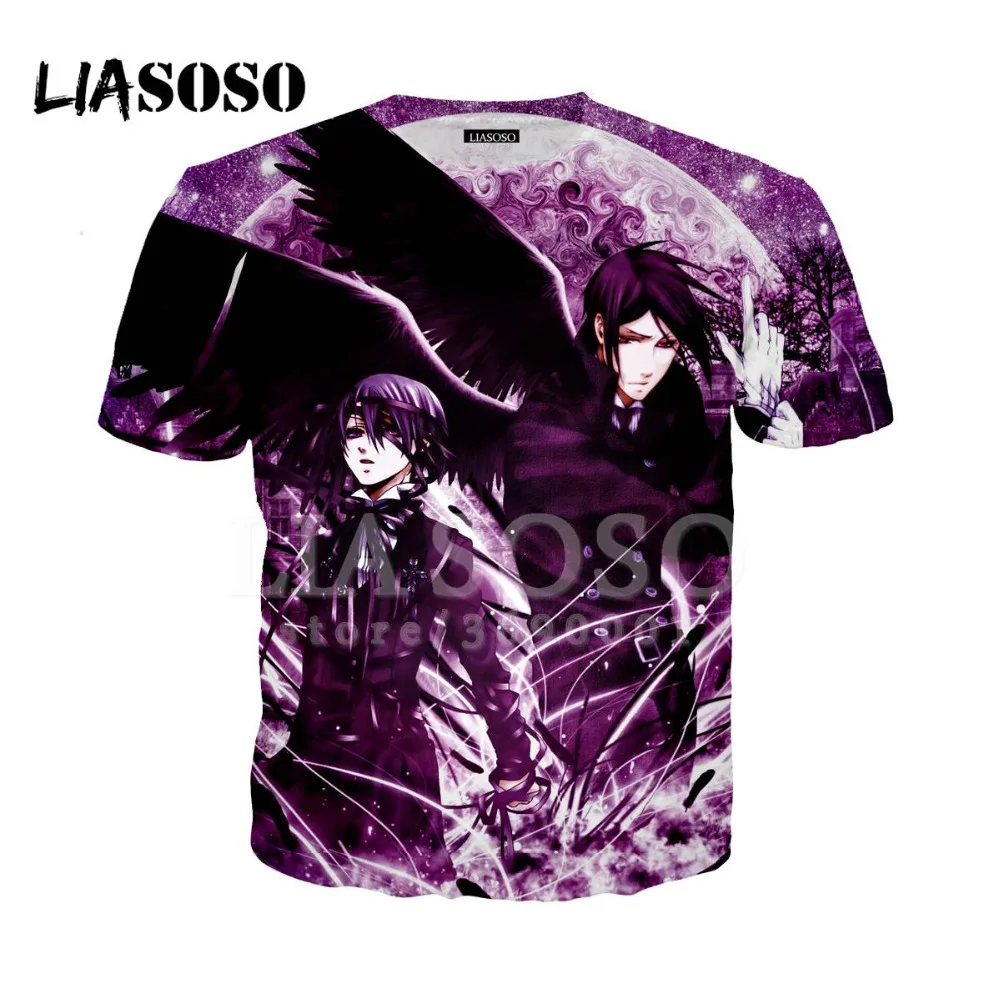 LIASOSO 3D принт Для мужчин Black Butler Kuroshitsuji Ciel Phantomhive Себастьян футболка Летняя свитер