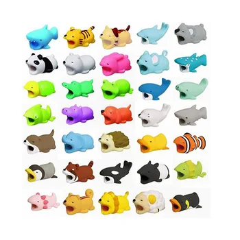 

100pcs/lot Cable bites Protector for Iphone cable Winder Phone holder Accessory chompers rabbit dog cat Animal doll model funny