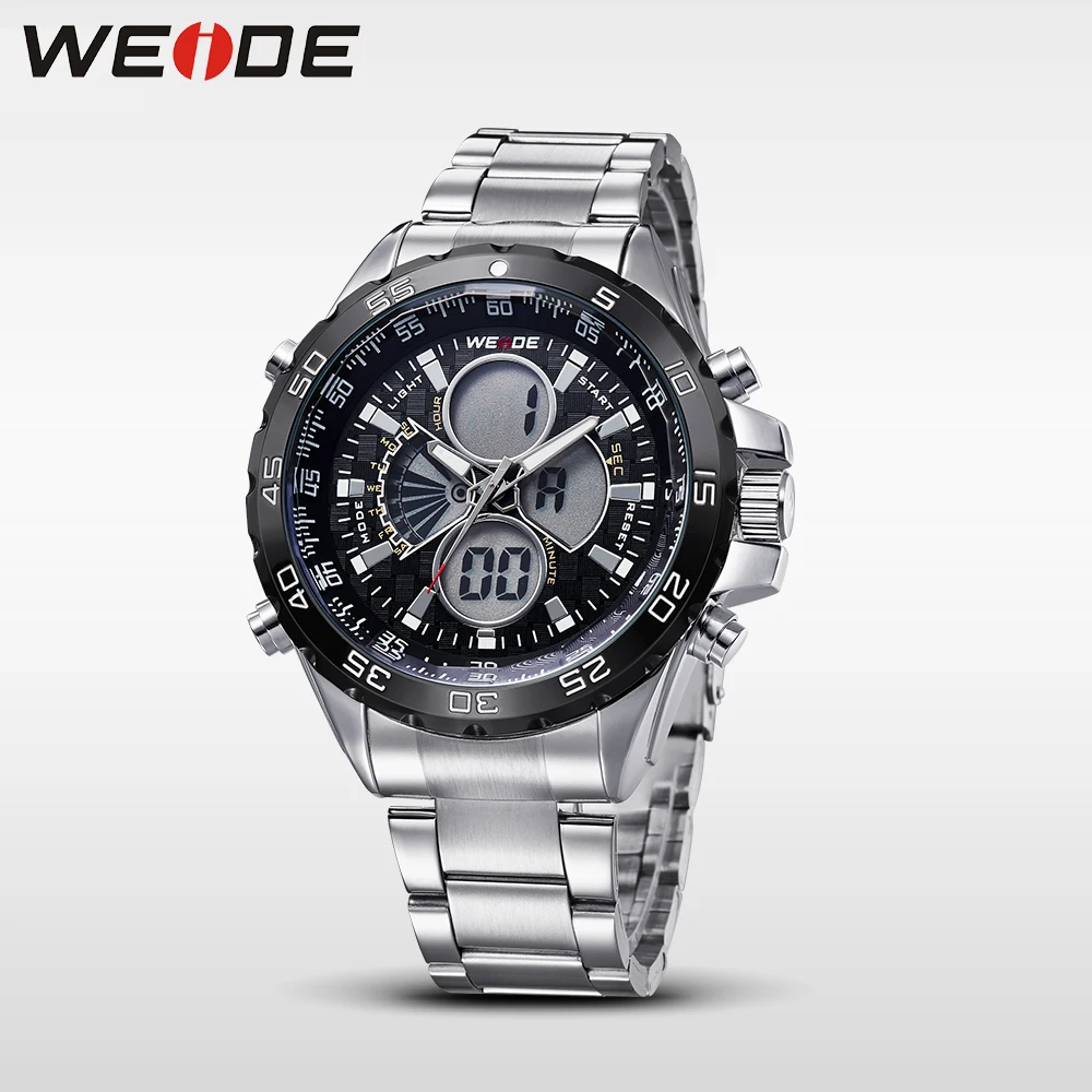 

WEIDE Military Mens Sports Watch Alarm Back Light Stopwatch Multiple Time Zone Quartz Steel Clock Analog Digital Relojes Hombre