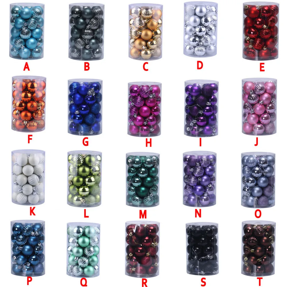 

34PC 40mm Christmas Xmas Tree Ball Bauble Hanging Home Party Ornament Decor Christmas supplies decorations for home #SS