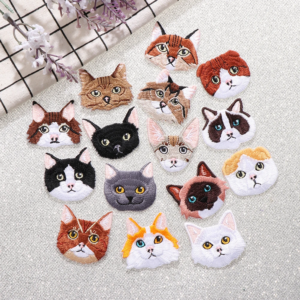 

1 PC High Quality Embroidery Cat Head Patch Baby's Clothing Patch Small Applique Small Iron on Patch Badge Backpack Decoration