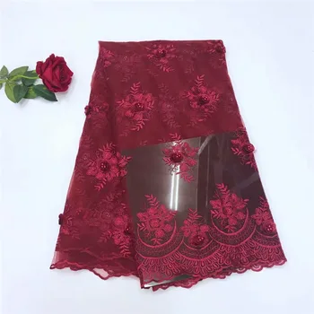 

High quality African lace fabric Fashion design embroidery french net lace appliqued swiss voile lace with beads TL1012