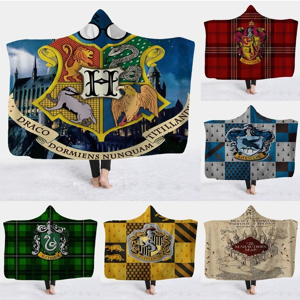 

Hooded Blanket Cloak Magic Siesta Wear Harry Potter 3d Printed Pattern Throw Blanket In Cap Warm Wearable Fleece Throw Blankets