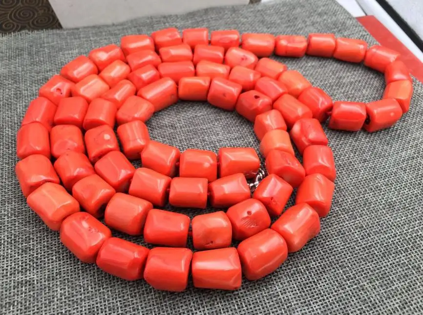 

Natural Orange coral 14-16 mm irregular bead necklace 36" 50"