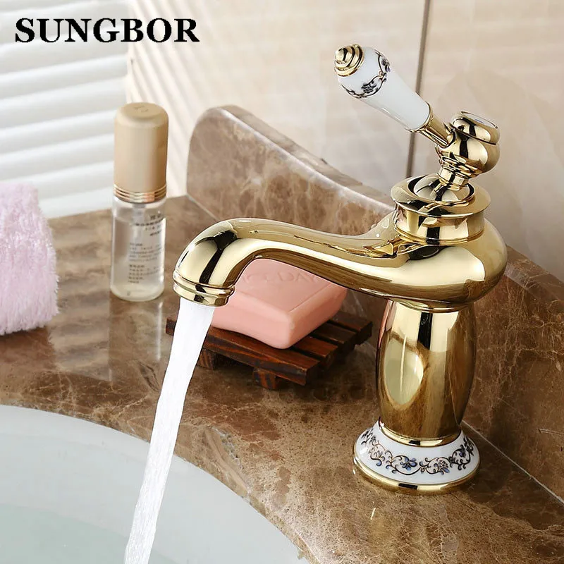 Günstig Gold bad wasserhahn antike kupfer wasserhahn messing chrom bad wasserhähne rose gold wasserhähne mischer armaturen Freies verschiffen AL 7152F