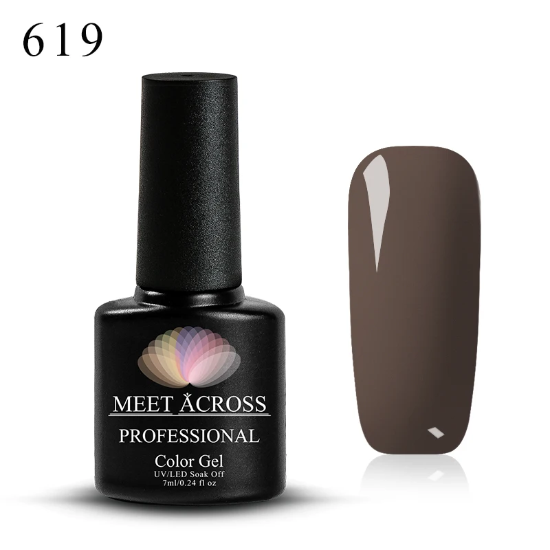 MEET ACROSS 7 мл телесный серый Гель-лак для ногтей полуперманентный Светодиодный УФ-лак для ногтей черная основа необходимый лак для штамповки - Цвет: W1946