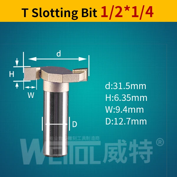 Weitol 1 шт. 1/2 дюймов деревообрабатывающий фреза Т-типа долбежный резак инструмент для резьбы по дереву Два флейты фрезы - Длина режущей кромки: 1214