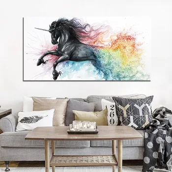 

1 Piece Canvas Print Pictures Wall Art Framework Horse Colorful Animals Painting Poster Modular Home Decor Living Room