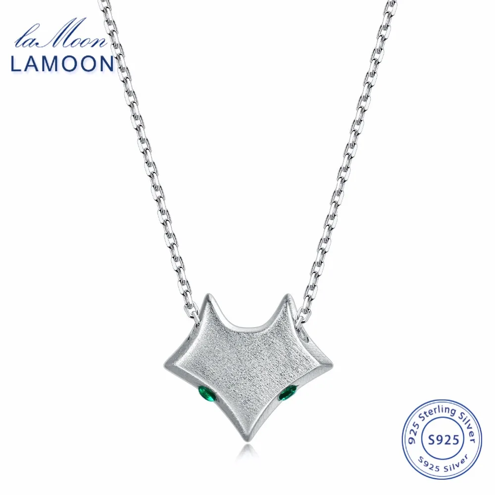 LAMOON 2018 новый зеленый CZ камень лиса S925 кулон Цепочки и ожерелья 925 великолепные