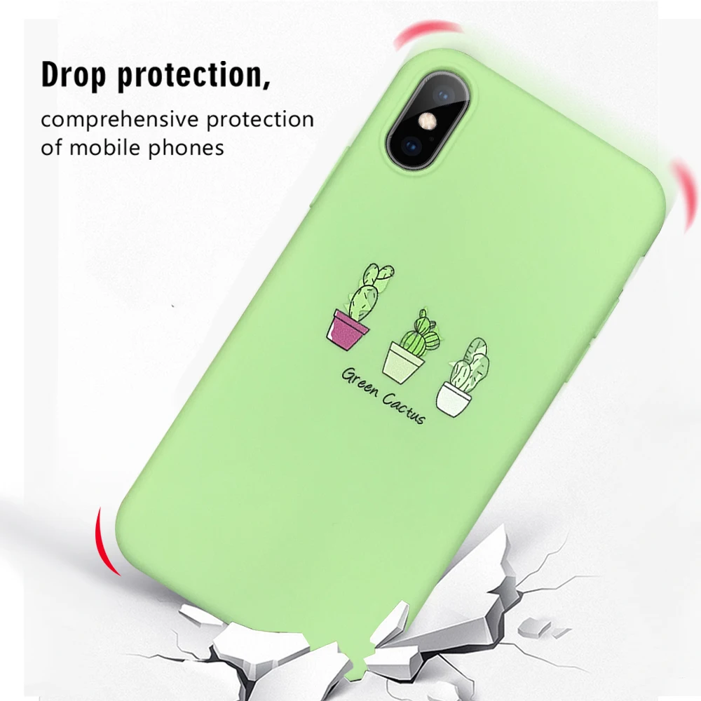 Чехол для Телефона iPhone 6 s 7 8 Plus X XR XS Max 5 S SE милый мягкий чехол из ТПУ с зеленым