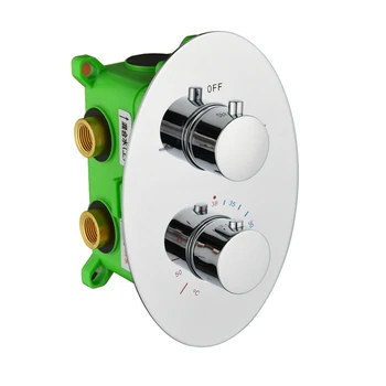 

Thermostatic Shower Faucet Mixing Valve 2 or 3 Ways Concealed Easy-mount Box Brass Concealed Valve Wall Mount