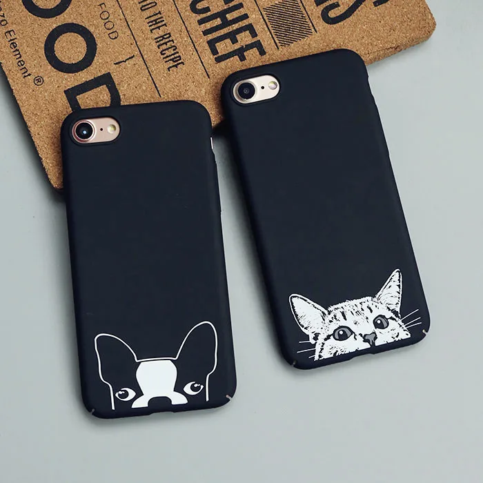 

Black Pug French Bulldog Phone Case Animal Hard PC Cover for iPhone 6 6s Plus 7 7 Plus Cute Cats Cases For iphone 7 6S Coque