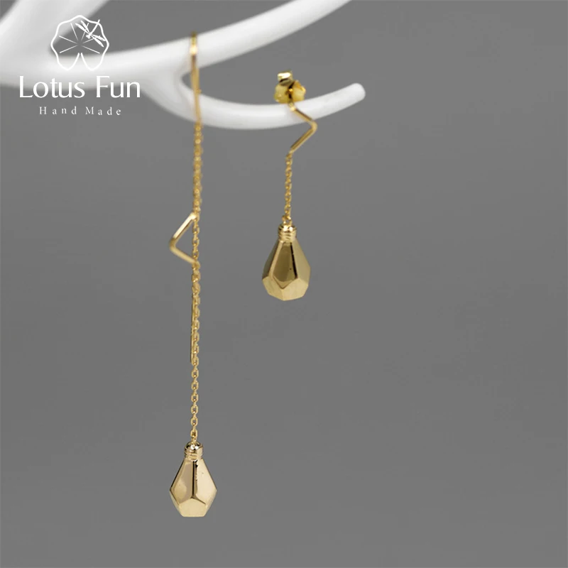 Lotus Fun Real 925 Sterling Silver Handmade Fine Jewelry Minimalist Style Creative Design Light Bulb Dangle Earrings for Women
