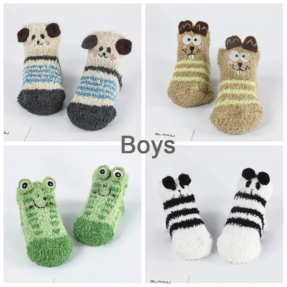4 штуки в упаковке милые животные детские носки противоскользящие носки Детская одежда Детская Носки для мальчиков и девочек для дня рождения, Праздников Подарок Одежда для маленьких детей