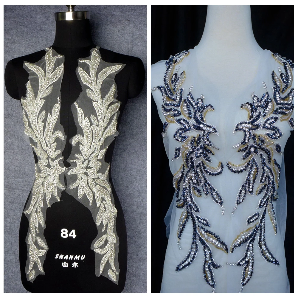 La Belleza Новые разноцветные тяжелые ручной работы бусы rihestone 60X13 см вышитые свадебное/вечернее платье кружевная бейка 1 пара