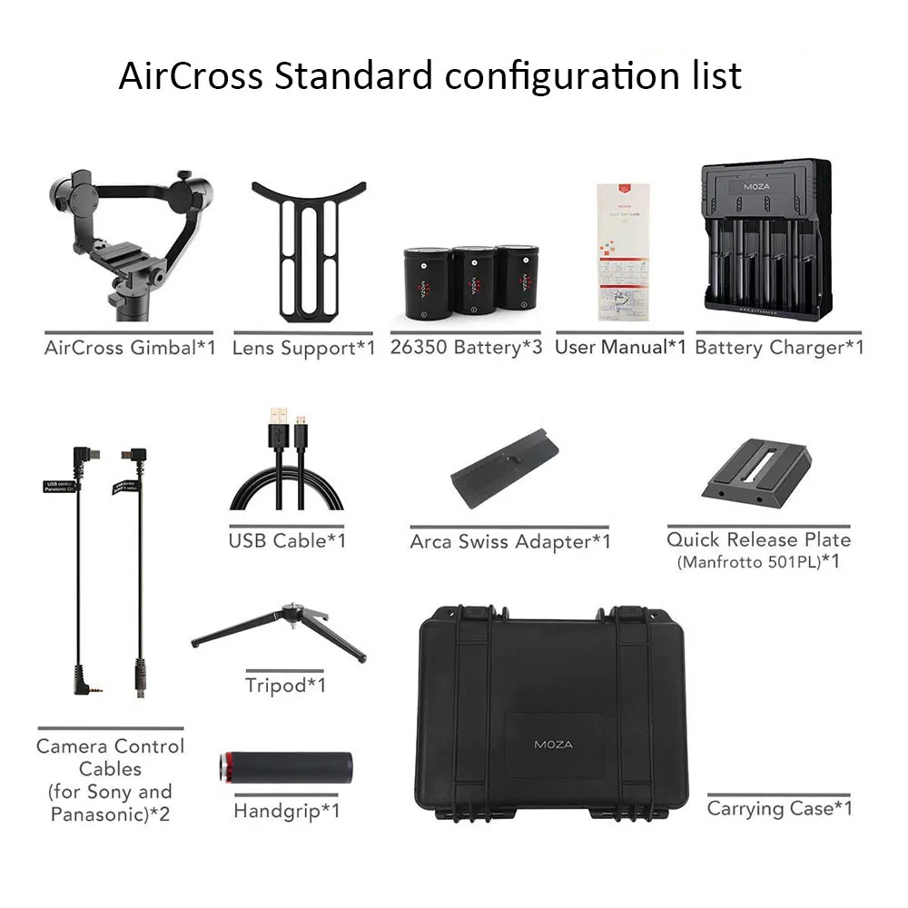 Ручной 3 осевой стабилизатор MOZA AirCross для Sony A7 A7S A7R II A9 A99 A6500 Panasonic GH4 GH5 G85 G9