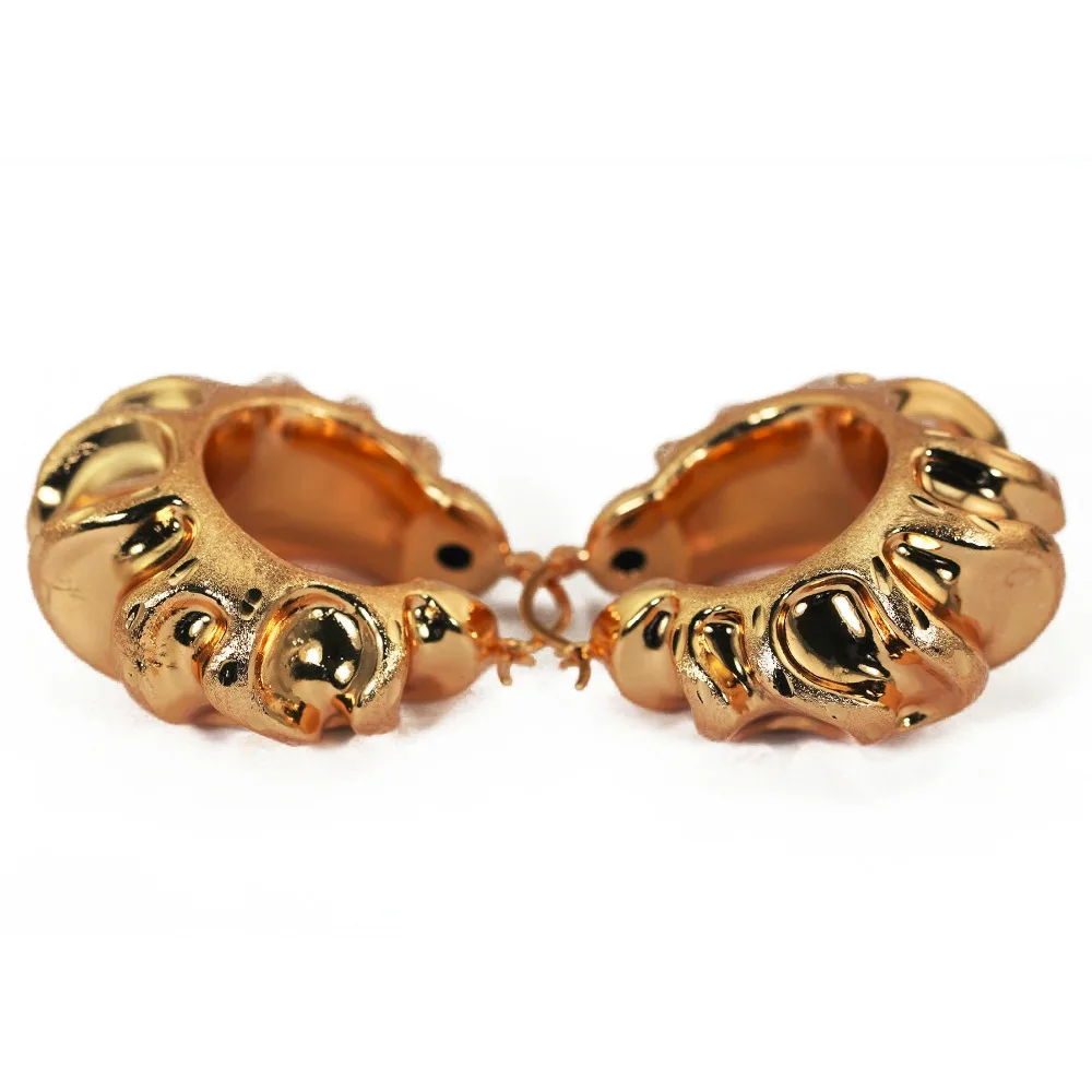 

High Quality Big Gold Hoop Earrings Women Gold Copper Earrings Accessory Wedding Bridal Party Jewelry EA109