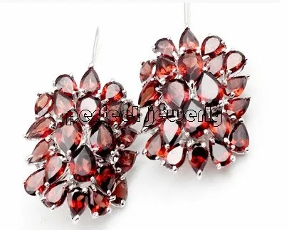 

Garnet drop earring Free shipping Natural and real garnet 925 sterling silver Luxury style 1ct*8pcs,0.4ct*38pcs gems #14100706