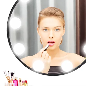 

10 LED light Bulbs DIY Wall Beside lamp Bathroom Makeup Mirror Vanity Dressing Table Mirror light With Dimmer and Power Supply