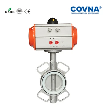 

DN65 Double Acting Pneumatic Butterfly Valve SS304 Wafer Butterfly Valve with PTFE Sealing