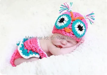 

Handmade Knitted Toddler Animal Cap Pattern Lovely Children Owl Hat newborn photography props 5pcs/lot
