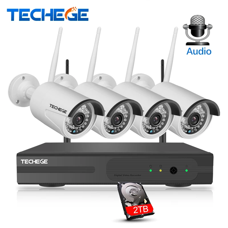 Meilleur Techege 4CH Surveillance 1080 p NVR 1080 p WIFI IP Caméra 2.0MP Audio sans fil kit WiFi Caméra CCTV Système P2P CCTV système de caméra