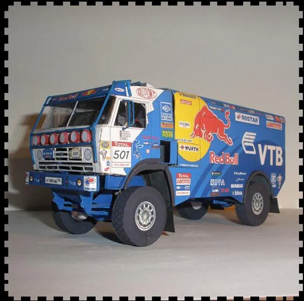 1:32 Scale Russian 4326-9 Kamaz truck Dakar rally coating 3D Paper model kit