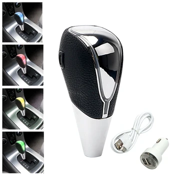 

LED Car Shift Knob Auto Automatic Gear Car Styling Touch Motion Activated with Car Charger Gear Stick Shift Knob Cover Universal